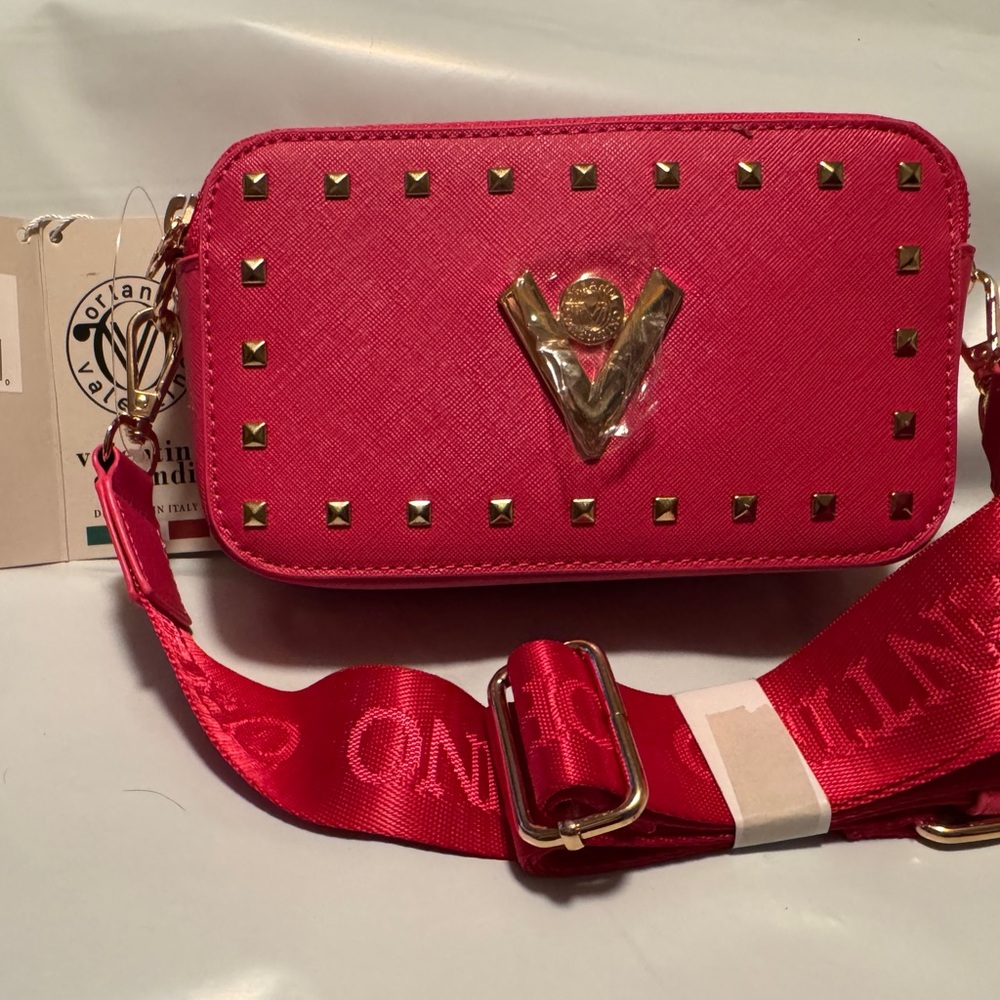 Valentino Orlandi Pink Studded V-Emblem Crossbody Bag - Picture 4 of 6